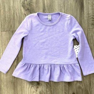 Harper Canyon Peplum Top Long Sleeve Kid Girl Lilac Lavender Brushed Soft 3 NWT